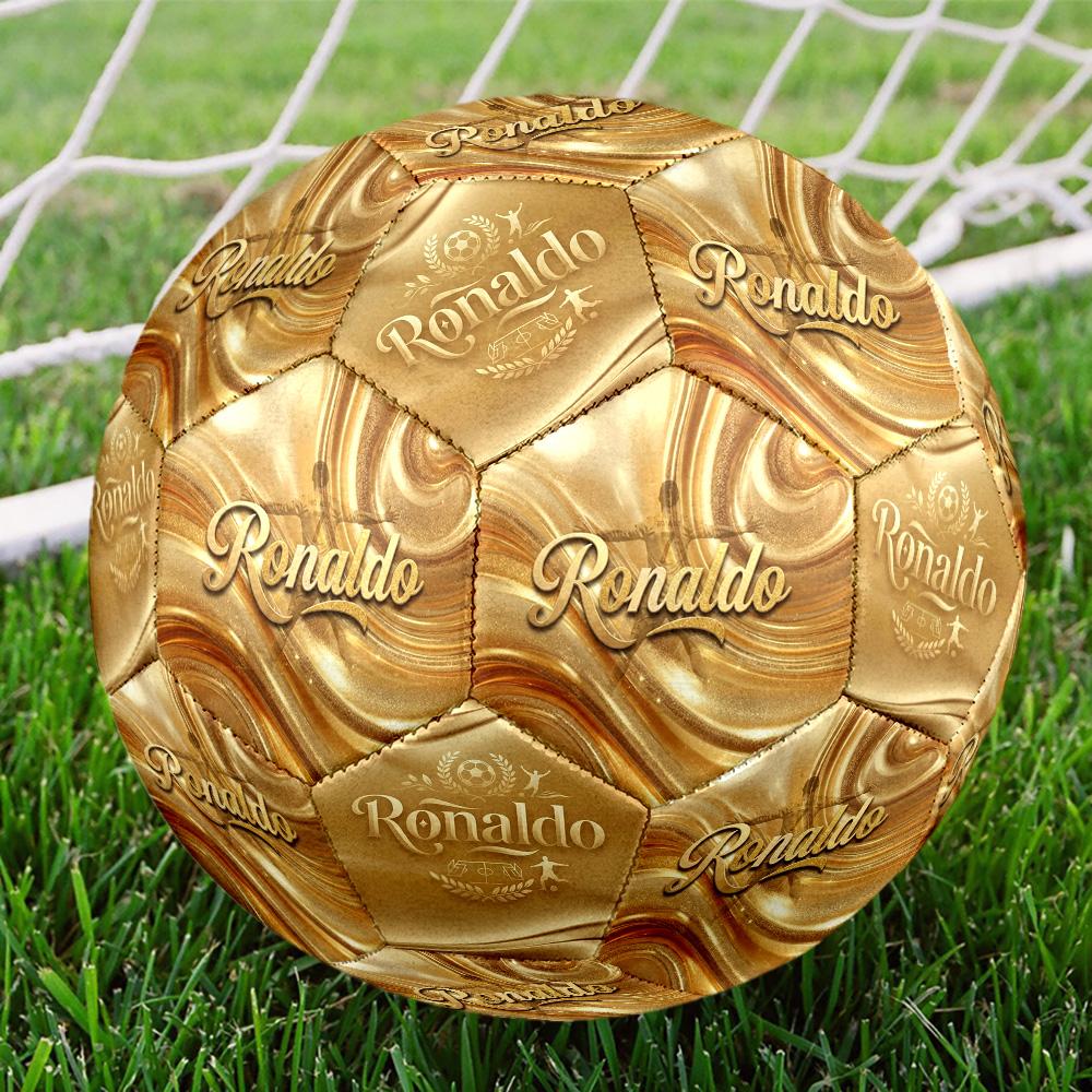 Cristiano Ronaldo Goldener Name Marmor Größe 5 Fußball Maschinengenäht Indoor/Outdoor Training und Spiele Einzigartiges Geschenk für Fußballfans Geburtstag/Weihnachten zq
