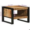 VidaXL Coffee Table 50x50x38 Cm Solid Raw Mango Wood, Side Table, Living Room Table, Accent Table, End Table, 4102712