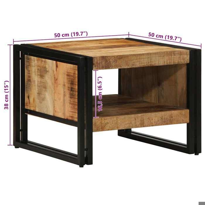VidaXL Coffee Table 50x50x38 Cm Solid Raw Mango Wood, Side Table, Living Room Table, Accent Table, End Table, 4102712