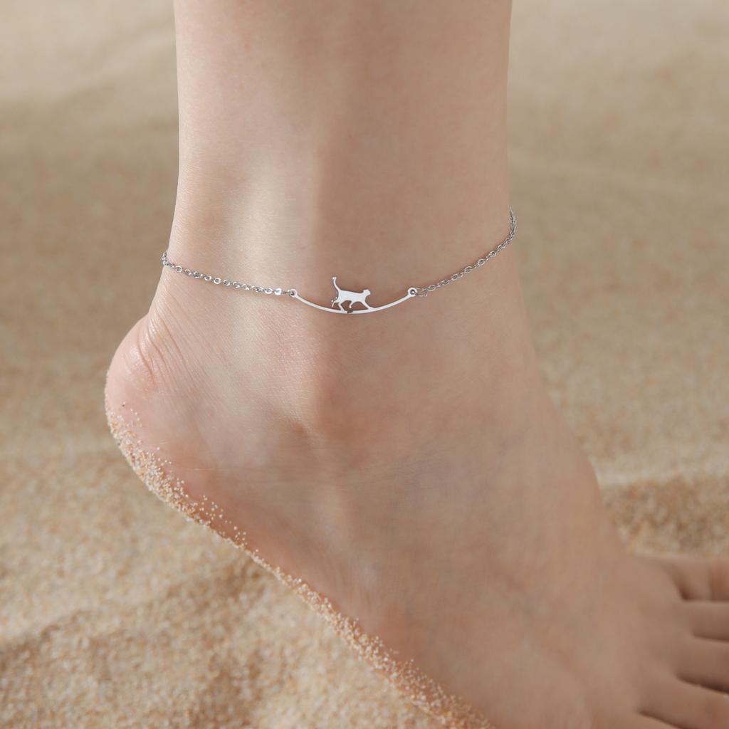 Cute Walking Cat Girl Anklet Fashion Beach Accessory Jewelry Anklet