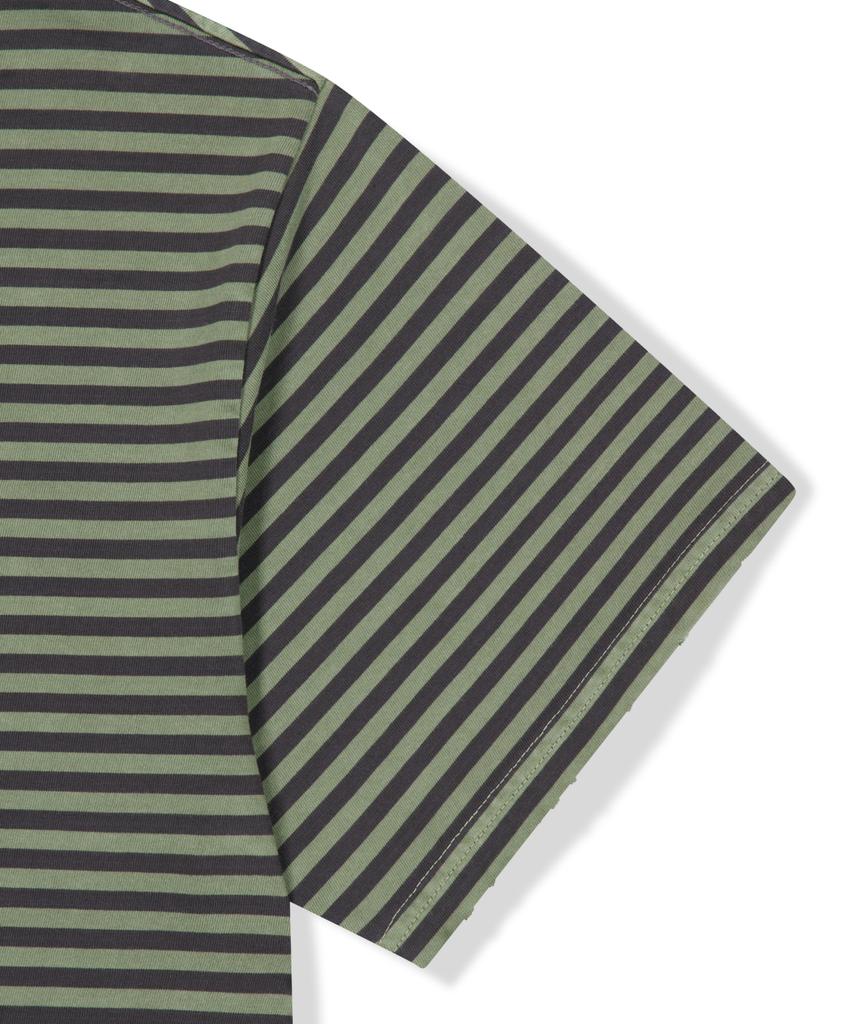 WKNDRS [Koin Seoul] Damaged Striped T-Shirt (Khaki)