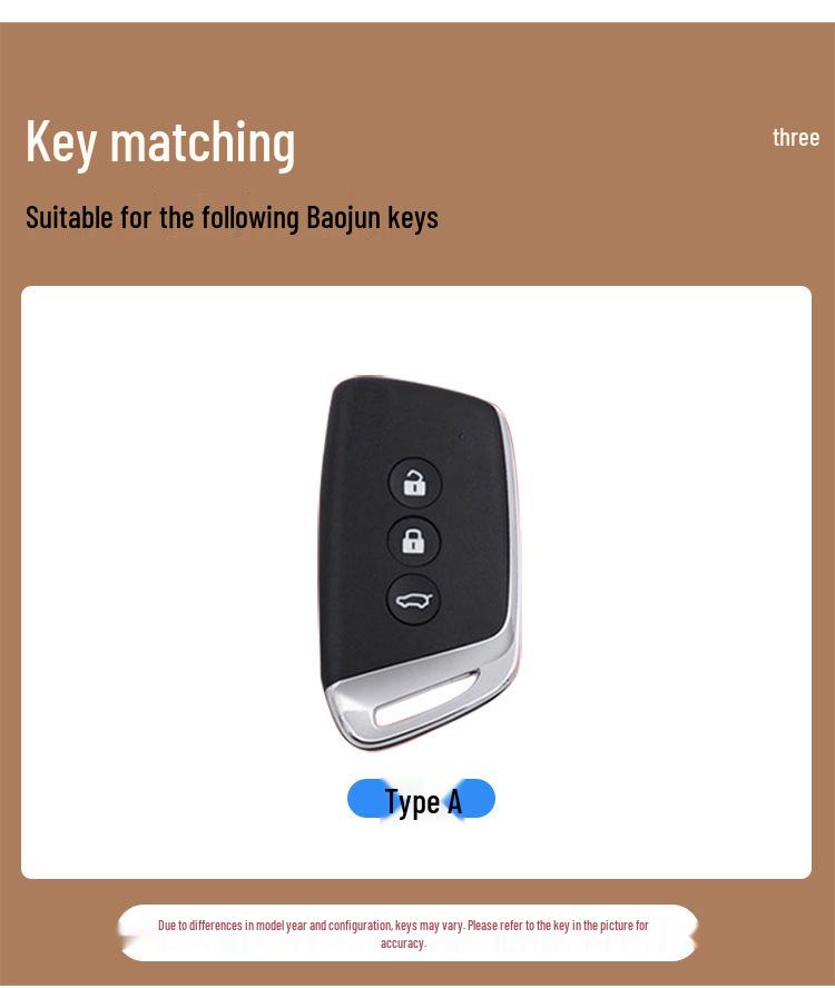 Key Case for New Baojun RS3, RM5, RC6, RS5, RC, KiWi EV, E300, RS7 - Protective Shell and Buckle