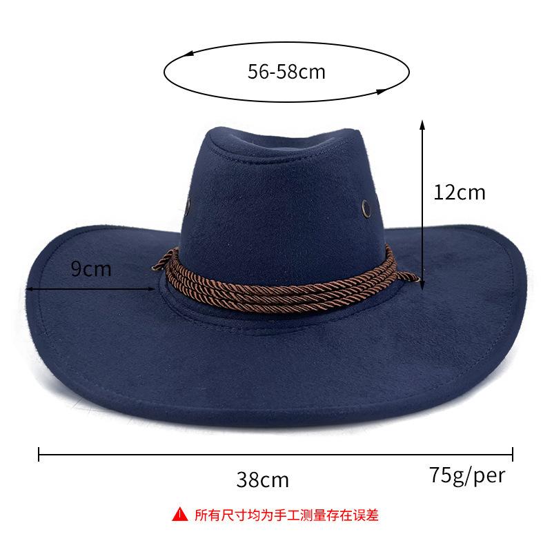 Suede Western Cowboy Hat Men'S Ethnic Style Retro Knight Wool Top Hat Women'S Windproof Felt Jazz Hat