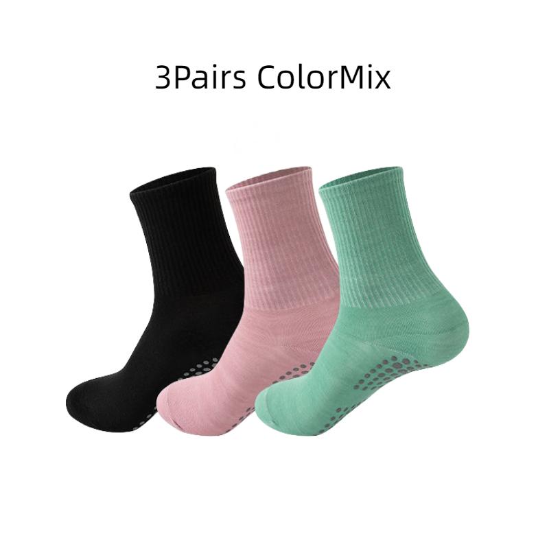 1/3P Sports Socks Yoga Cotton Mid-tube Bottom Professional Silicone Indoor Fitness Barre Socks Gym Dance Pilates Non Slip Socks
