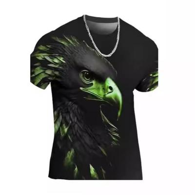 Men's 3D Printed Street Fashion T-Shirt Animal Pattern Eagle Print Short Sleeve O-Neck Pullover Casual Top