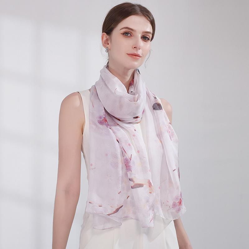 Shanghai Story New Mulberry Silk Scarf Women's Summer Thin Versatile Printed Shawl Mom Gift Scarf