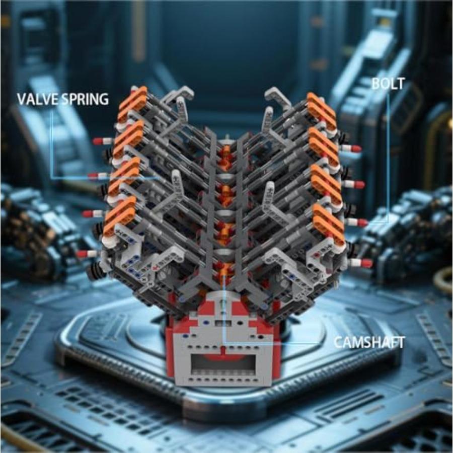 

Набор модели двигателя V8, который работает 2106 деталей OHV 5.0L V8 4-тактный механический нагнетатель зажигание высокоскоростной двигатель MOC строительный блок United States