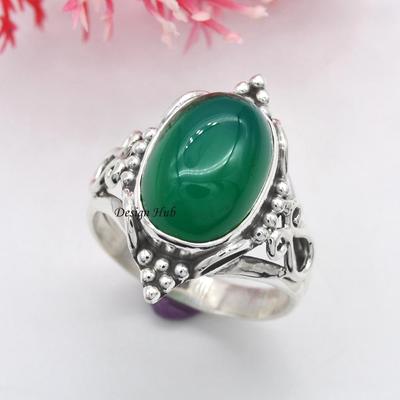 Green Onyx Gemstone Handmade Ring 925 Sterling Silver Jewelry For Christmas Sale
