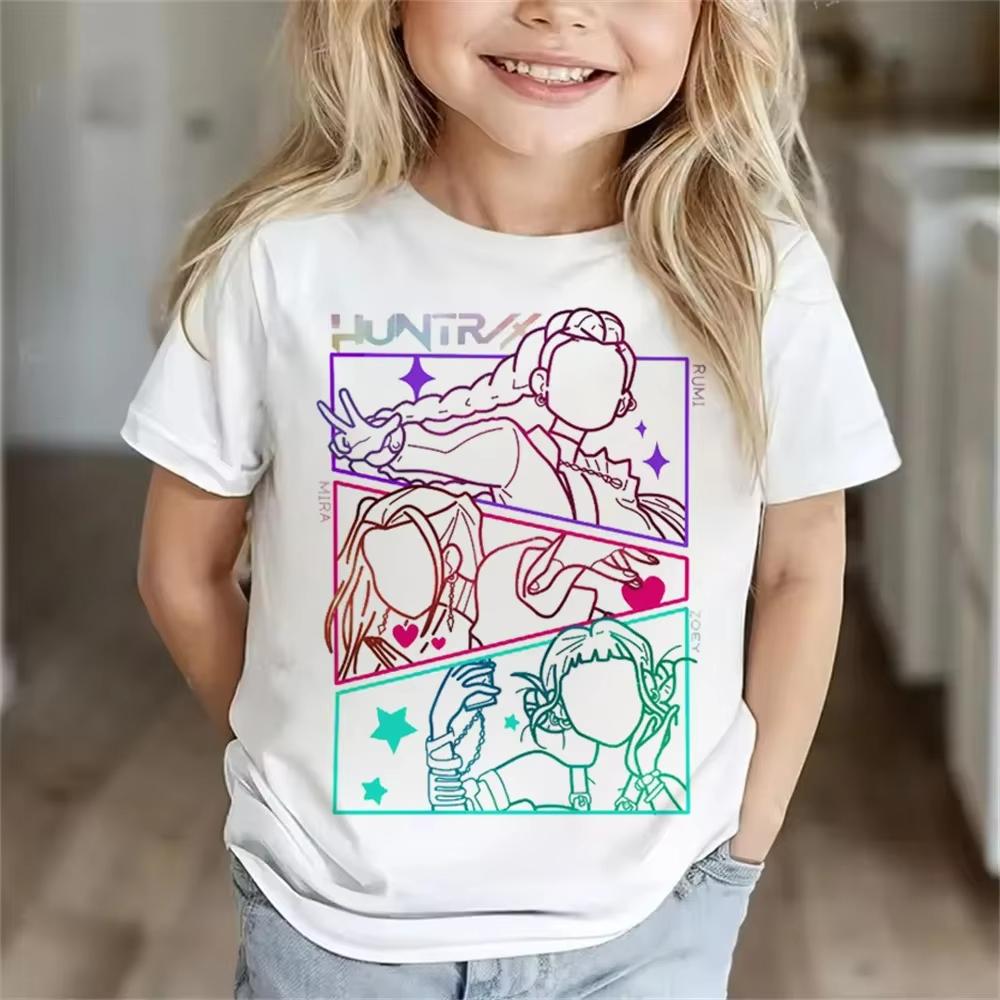 KPop Lovci démonů Potisk Trička Potisk Kulatý výstřih Dívka Chlapec Měkká Letní Módní Pohodlná Trička s Krátkým Rukávem