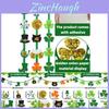 Vibrant Irish Festival Shamrock Garland Decoration With Gold Coin Hat For Celebrations