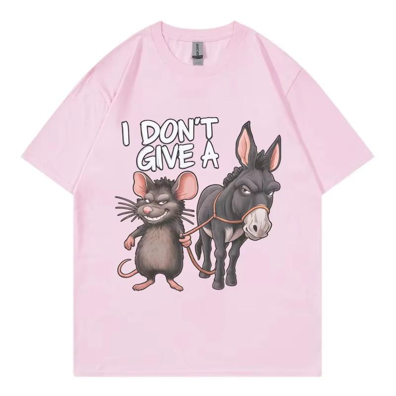 I Don't Give A Rats Ass Sarcasm Funny Women's T-shirt High Street Trend Fashion Short Sleeve T Shirt Unisex Casual Loose T-shirts