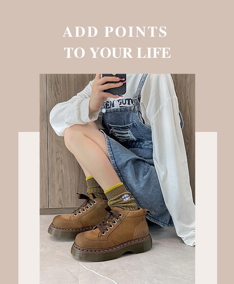 British style American short Martin boots women's 2025 ins tide lace-up short boots autumn thick-soled big yellow boots ins wind
