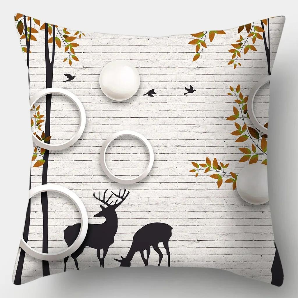 Reichhaltige Blumen Kissenbezug Quadratische Sofakissenhülle Retro Kissenbezug