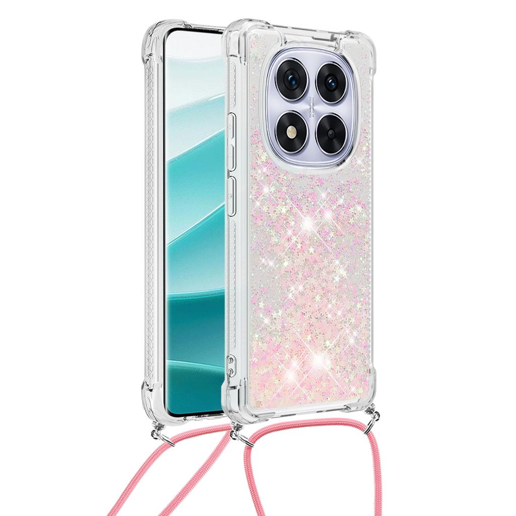 For Xiaomi Poco X7 5G/Xiaomi Redmi Note 14 Pro 5G TPU Case Quicksand Design Phone Cover with Lanyard