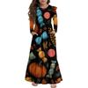 Girls' Tiered Ruffle Dress Halloween Day - Long Sleeve Printed Maxi With Pockets