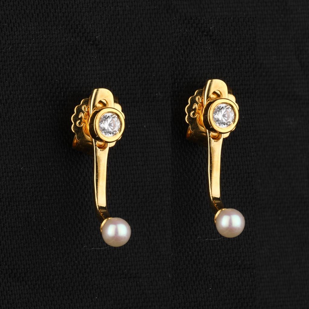 Pearl & Cubic Zirconia Earrings 925 Sterling Silver Jewelry Gift
