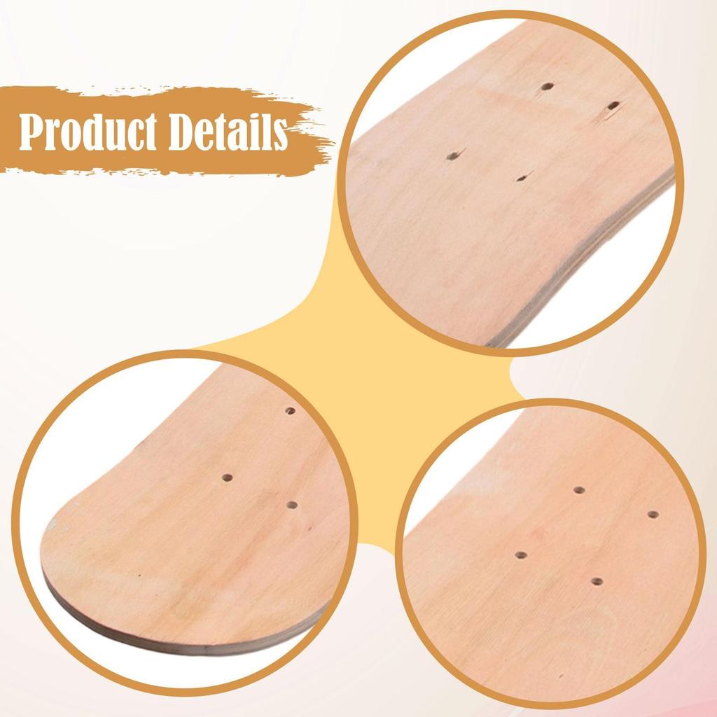 Blank Skateboard Deck for Kids, Wooden Longboard Replacement Unpainted Lightweight Art