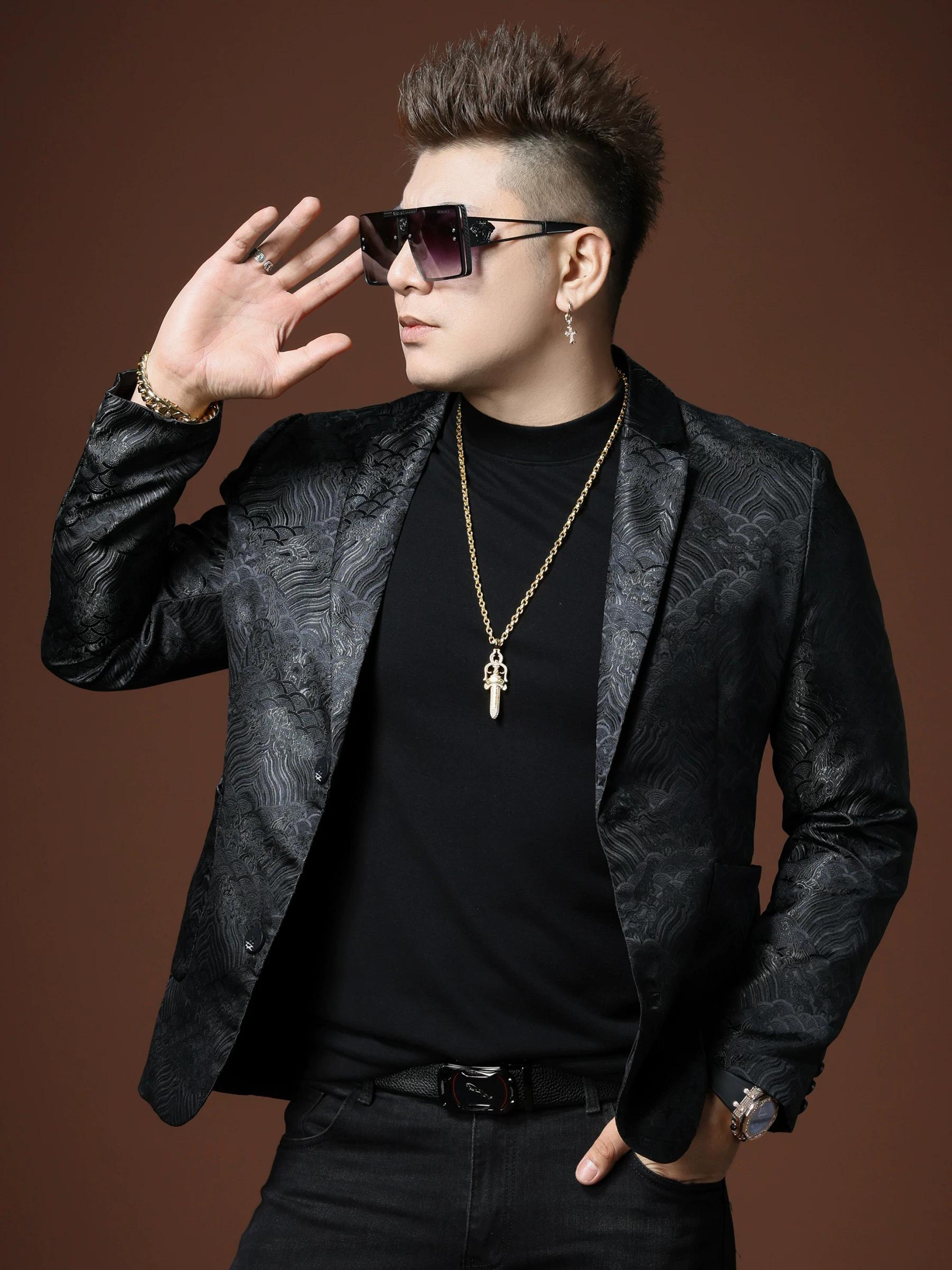 2025 Autumn New Men s Casual Suit Trendy Brand Cloud Pattern Jacquard Casual Blazer Fashionable Men s Suit Jacket XL красный