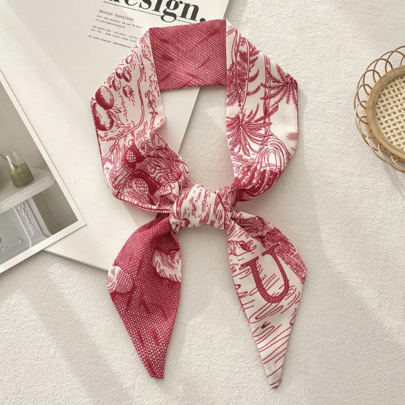 Long Silk Scarf Atmosphere New Thin Narrow Tie Bag Gift Strap Headband Small Tie