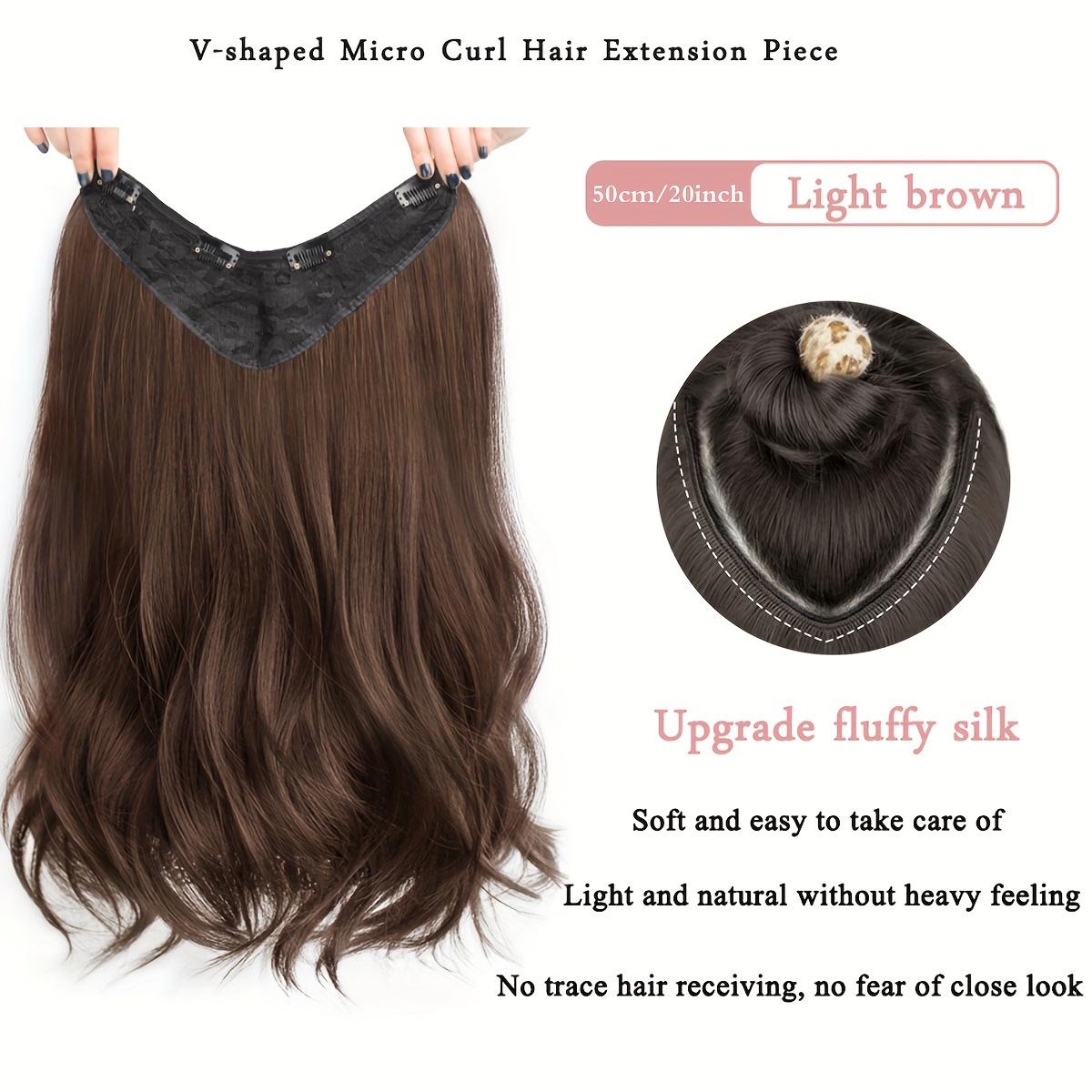 

Женские 20-дюймовые волнистые волосы на клипсе V-образной формы, мягкая, высококачественная, удобная сетка с надежными зажимами, подходят для всех — темно-коричневые.