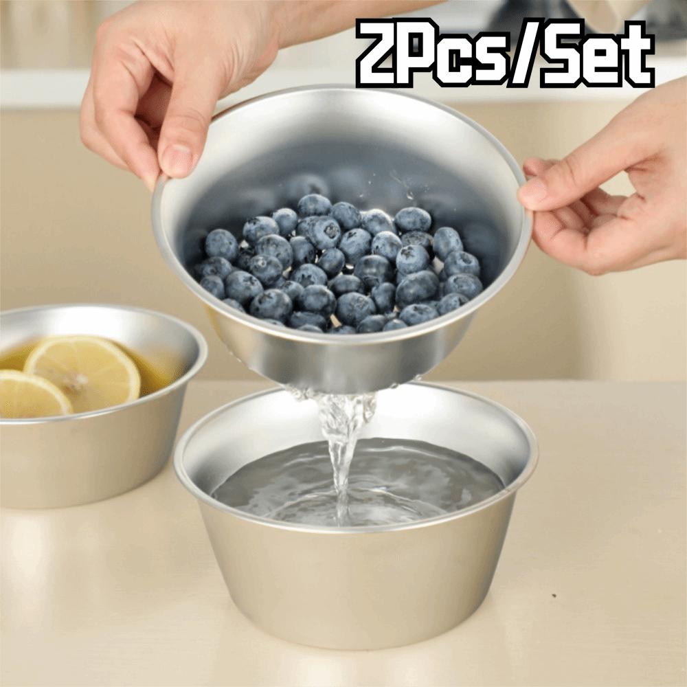 2Pcs/Set Stackable Rice Colander Rust-proof Kitchen Drainage Bowl  Prepare The Food