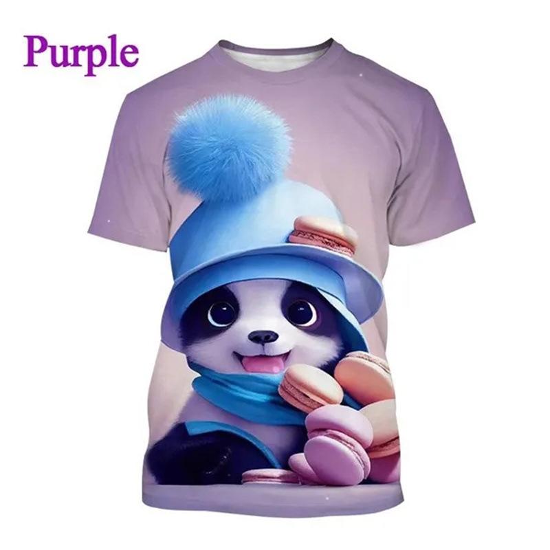 Summer Cute Panda 3D Printed Casual Short Sleeve T-Shirts Women’s