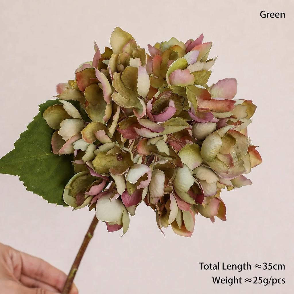 Artificial Hydrangea Retro Flower Branch 35cm Realistic Floral DIY Wedding Bouquet Room Home Table Decoration Photography Props
