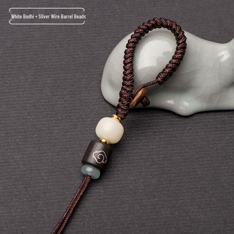 Handgeknüpfter Diamantknoten Auto-Schlüsselanhänger mit Messinganhänger und Jade-Akzent