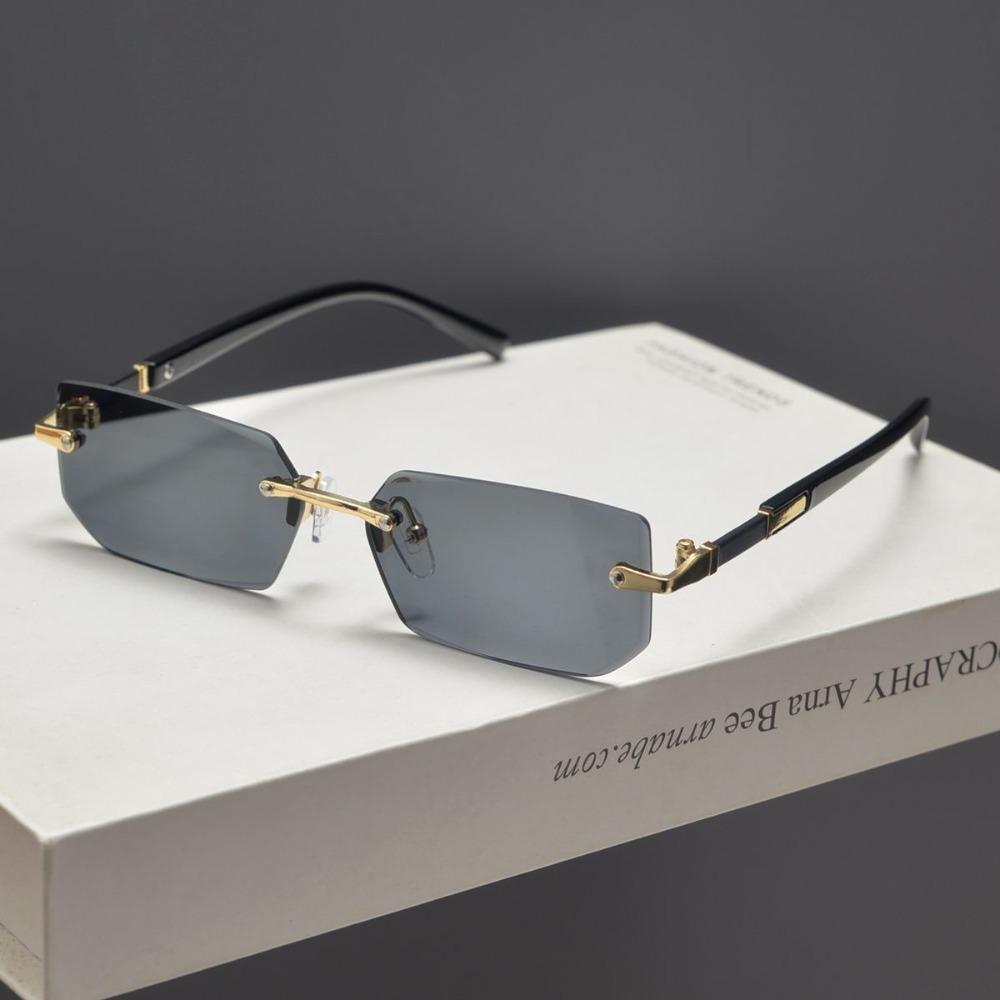 Fashion Rimless Sunglasses for Men Women Frameless Sun Glasses Male Female Classic Small Square Travel Shades