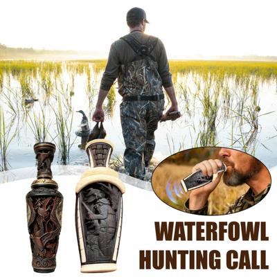 משרוקית קריאה לברווזי ציד בעבודת יד ניידת קלת משקל עץ מגולף ביד צליל ריאליסטי קורא לציפורי מים עורבים חיות משיכה