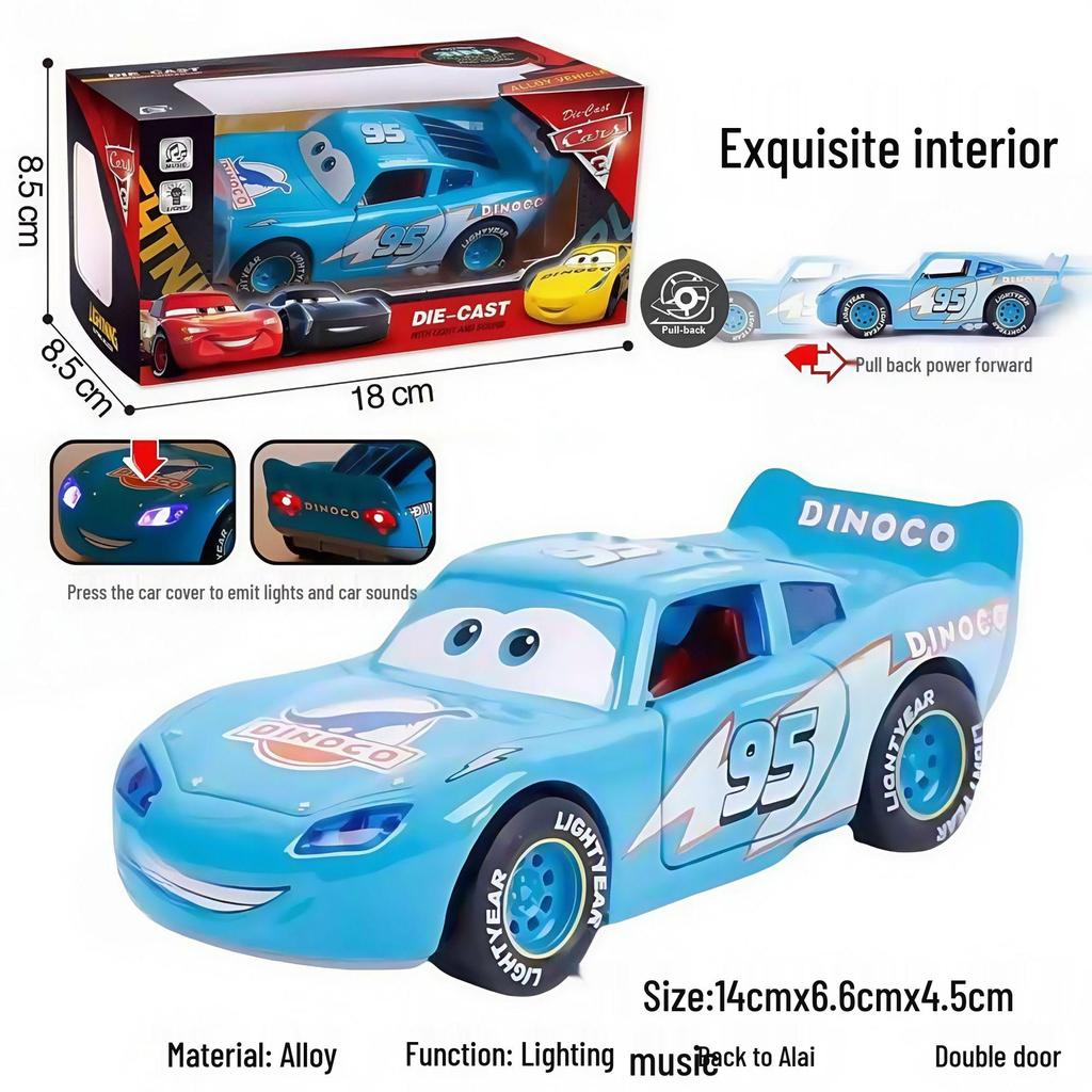 3D Lights & Music Lightning McQueen Pull-Back Alloy Toy Car - Third Generation