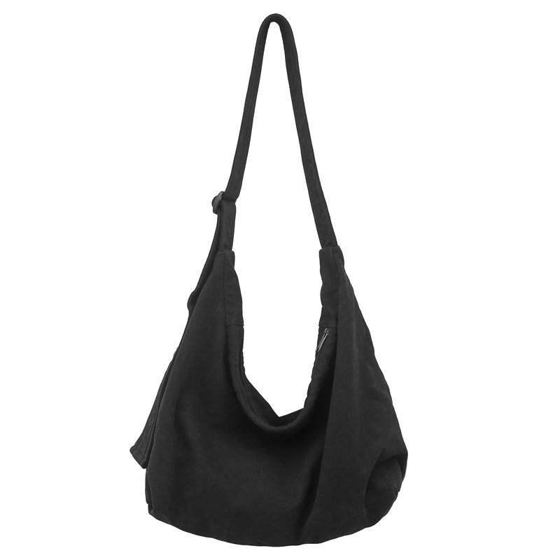 Rd lala Casual Crossbody Tas Retro Grote Capaciteit Canvas Tas, Duurzame Ritssluiting voor Pendelen, Reizen & Winkelen zwart