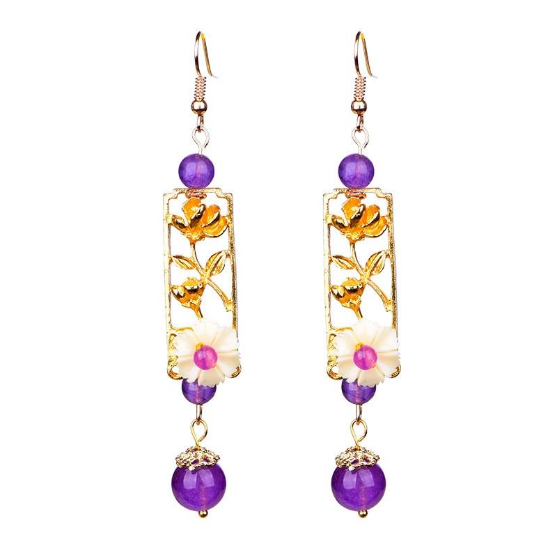 

Ретро-довгі темпераментні сережки в китайському стилі фіолетовий