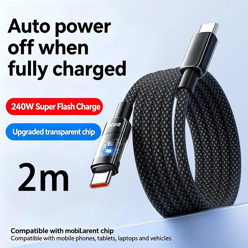 240W Usb Cable Fast Charging For Smartphone 1 Meter /2 Meters Type-C Data Cable