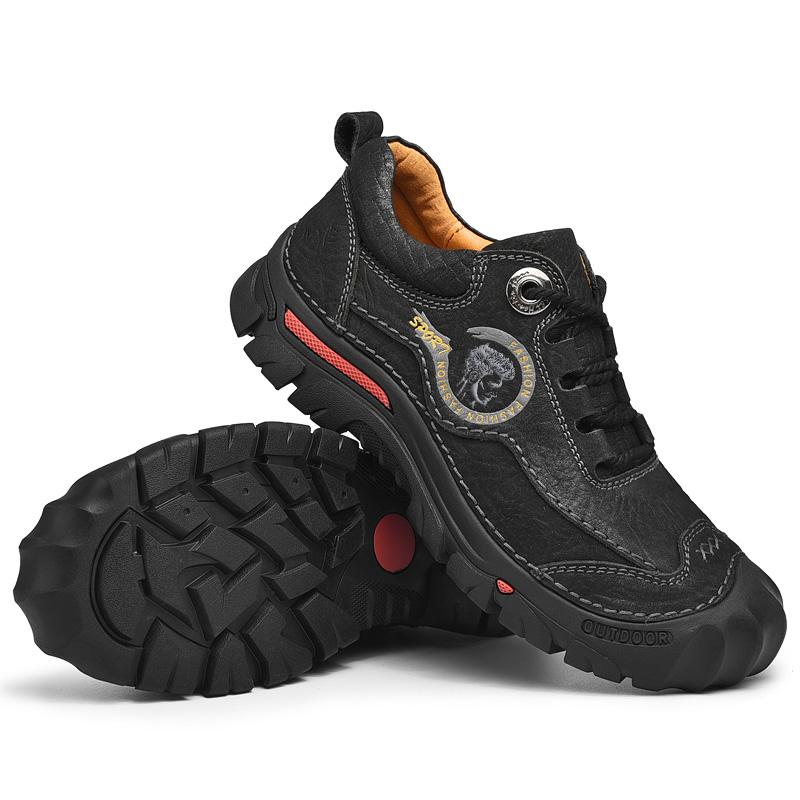 

Мужские кроссовки из натуральной кожи для кемпинга, мужская повседневная обувь класса люкс для отдыха, прогулок, скалолазания, мужская обувь для походов на открытом воздухе 46 чёрный