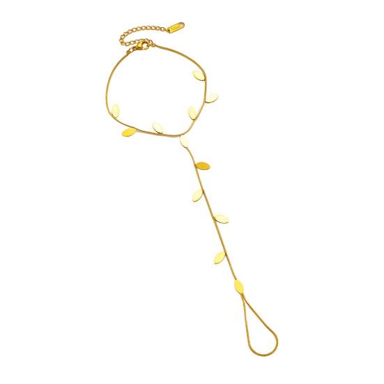 Jewelry Set French Style Leaf Design Adjustable Length Stainless Steel Necklace Mitt Bracelet Forest Theme Jewelry Accessories