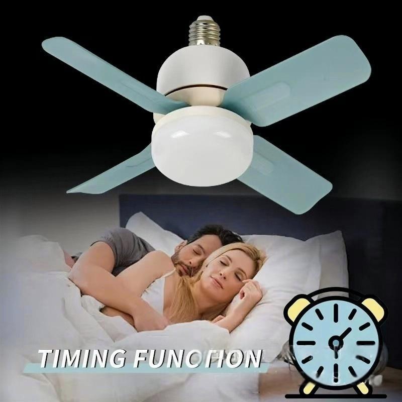 Mini E27 Screw Fan Light with Remote - Silent for Living, Dining, and Bedroom