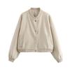 Women Jacket Cropped Bomber Jackets for Women Beige Black Tweed Jacket Woman Fashion Long Sleeve In Short Coats