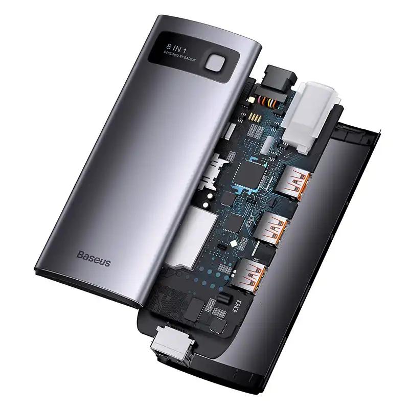 Hub 8W1 Baseus Starjoy Series, Usb-C Do Hdmi + 3 X Usb 3.1 + Usb-C Pd + Rj45 + Microsd/Sd