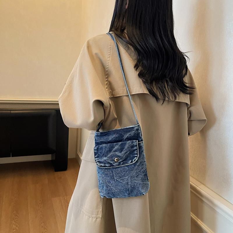 Torebka Damska Jeansowa Vintage Torba na Ramię Mała Torebka na Telefon Komórkowy