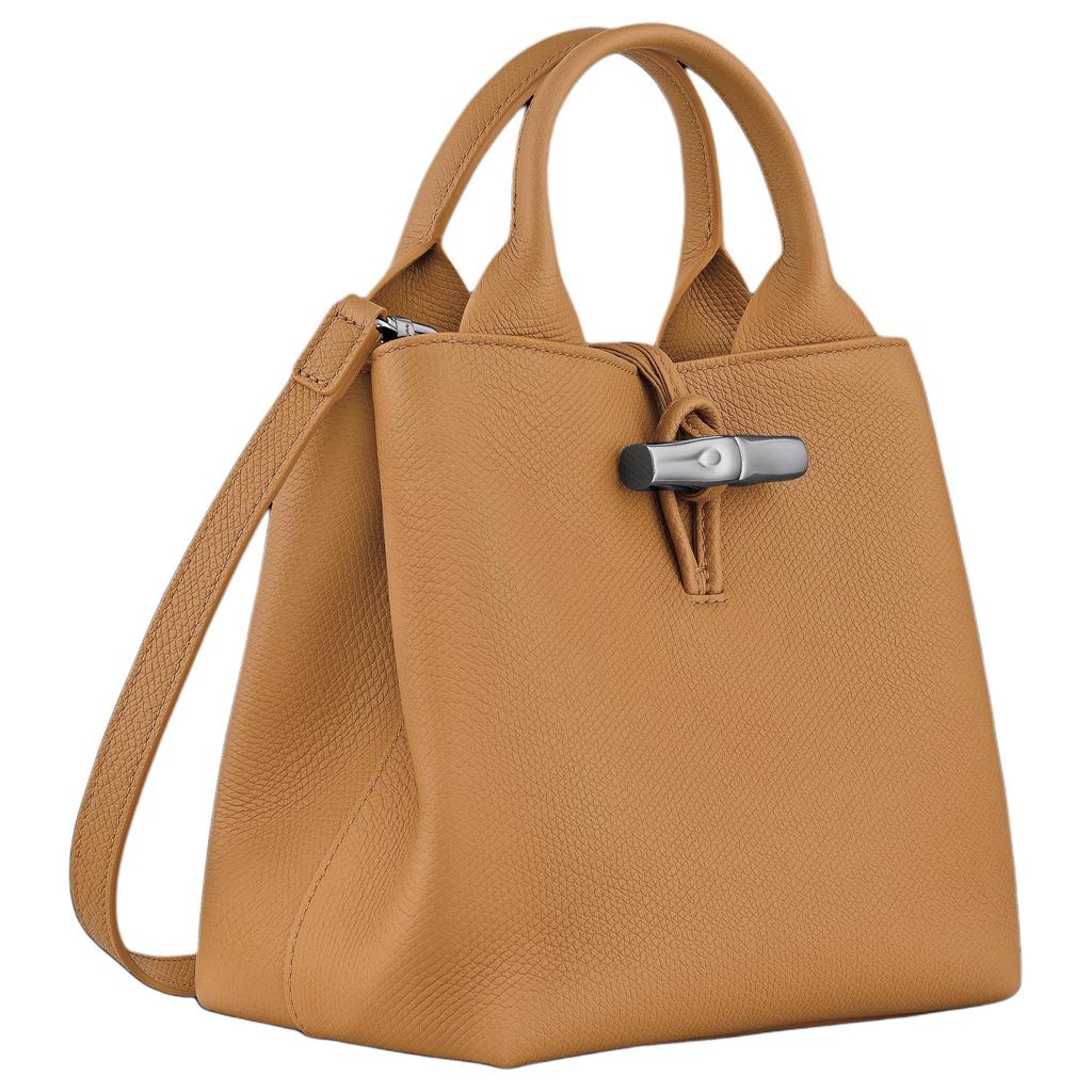 Longchamp Le Roseau İkonik Bambu Tokalı Ayarlanabilir Omuz Askılı Deri Çapraz Vücut El Çantası Küçük Kadın El Çantası Ceviz 10273HFP371