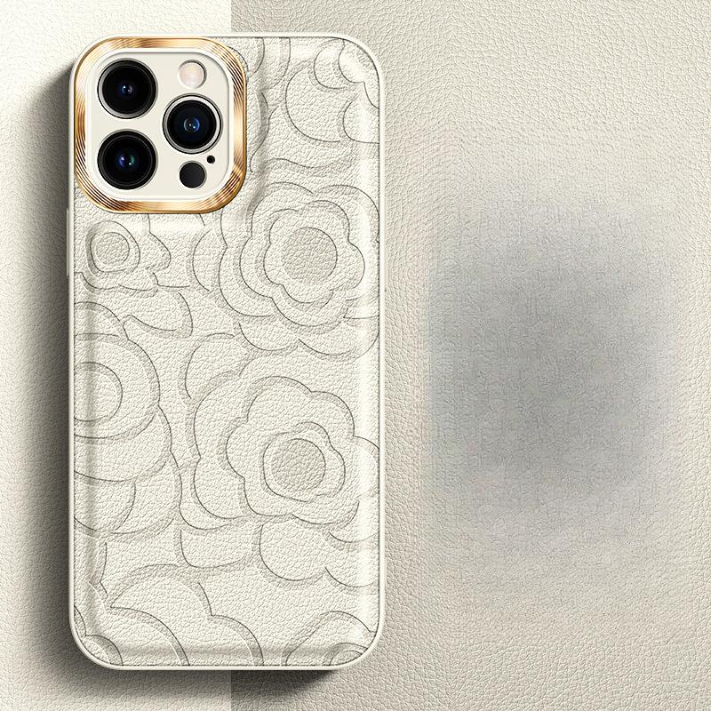 

Підходить для чохла для мобільного телефону Apple 16proMax з візерунком шкіри камелії, захисний чохол для iPhone 15 з металевою лінзою, захист від падінь 14 iphone11promax білий