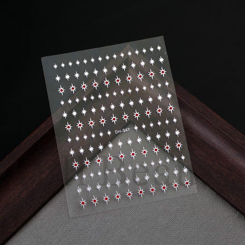 Nail Art Stickers Black Gold And Silver Line Letters Natural Plant Simple Style Adhesive Nail Stickers