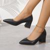Fashion Fashion Office Formal Dress Shoes Plus Size Elegant Pointed Toe Solid Black Pu Pumps Women 2025 White Square Medium Heel Pumps