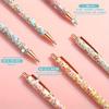 24/12/6pcs Flower Art Pens, Flower Ballpoint Pens, Metal Extendable Bullet Shaped 1.0 Black Ink Pens Diary Gifts, School Offices