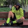 Trendige Marke Herren Unifarbene Doppelnadel-Dickgarnsocken Yu Wenle Gleicher Stil Leuchtendes Grün Baumwollsocken Sportsocken