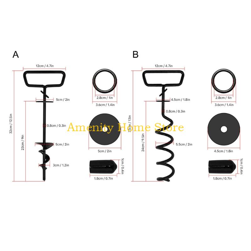 F26C Trapezoidal Thread Pet Stake Ground Anchors Heavy Duty Iron for Outdoor Use