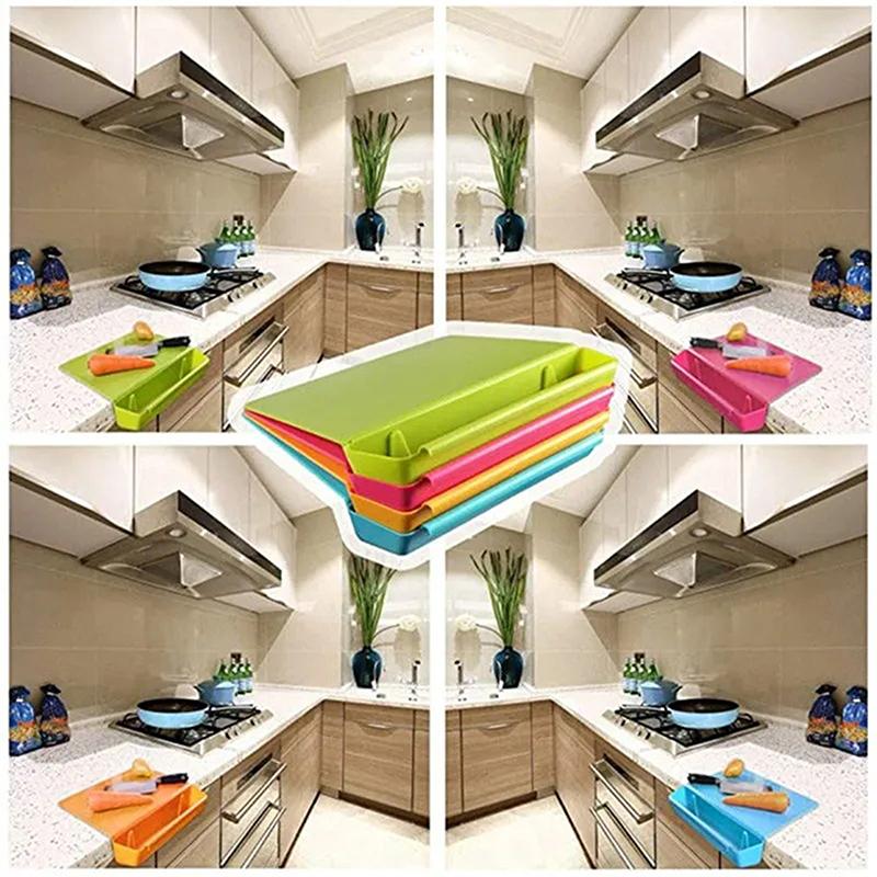 2-In-1 Cutting Board Kitchen Chopping Board With Container Cutting Board With Slot Cutting Vegetable Meat Tools Kitchen Stuff
