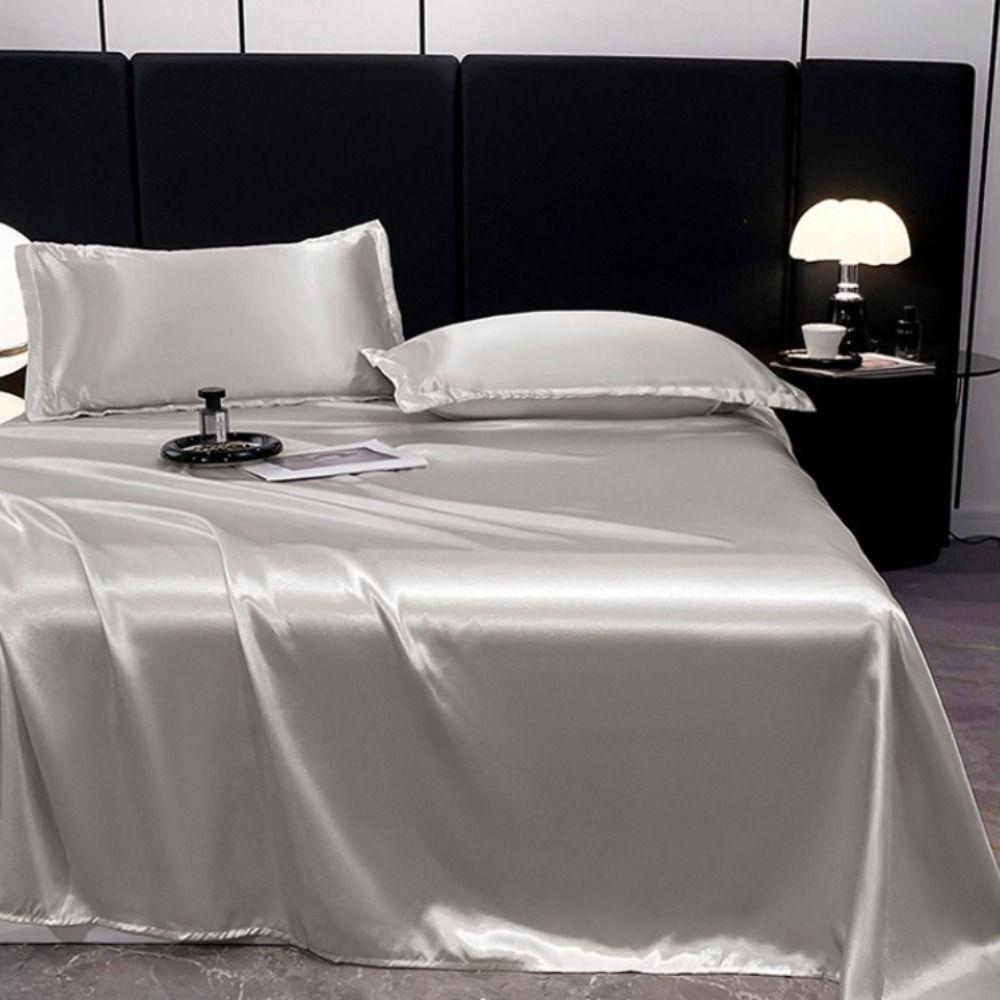 3pcs/set Ice Cooling Satin Bed Sheet Sets Smooth Bed Linen Household Mattress Protector  Hotel