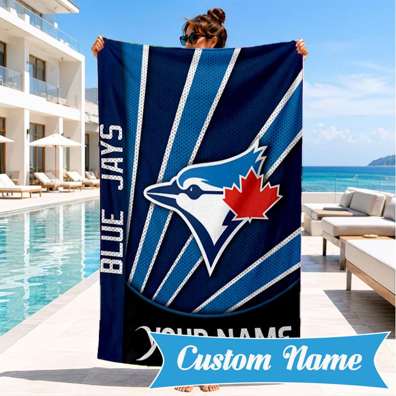 Custom Name Torontos baseball Personalized Microfiber Beach Towel, Quick-Dry, Ideal for Summer Travel, Beach Essential, Swimming